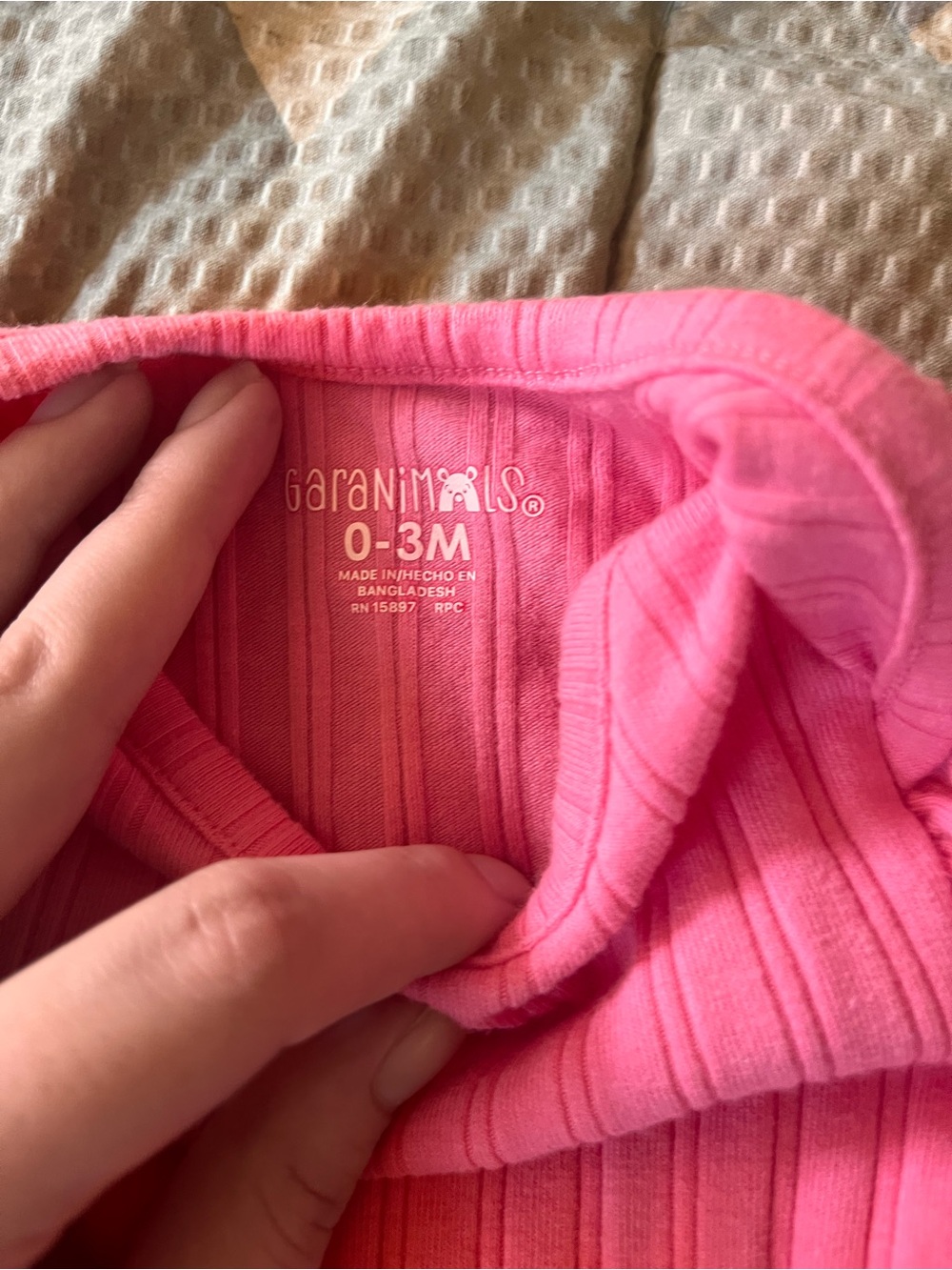 Garanimals Pink Ribbed Long-Sleeve Ruffle Shoulder One-Piece - Picture 2 of 2